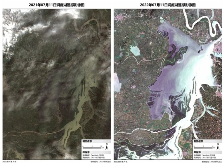 卫星观测证实：高温下洞庭湖、鄱阳湖“缩水”严重，“瘦成闪电”