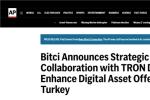 美联社等海外权威媒体聚焦波场TRON与Bitci合作新篇章
