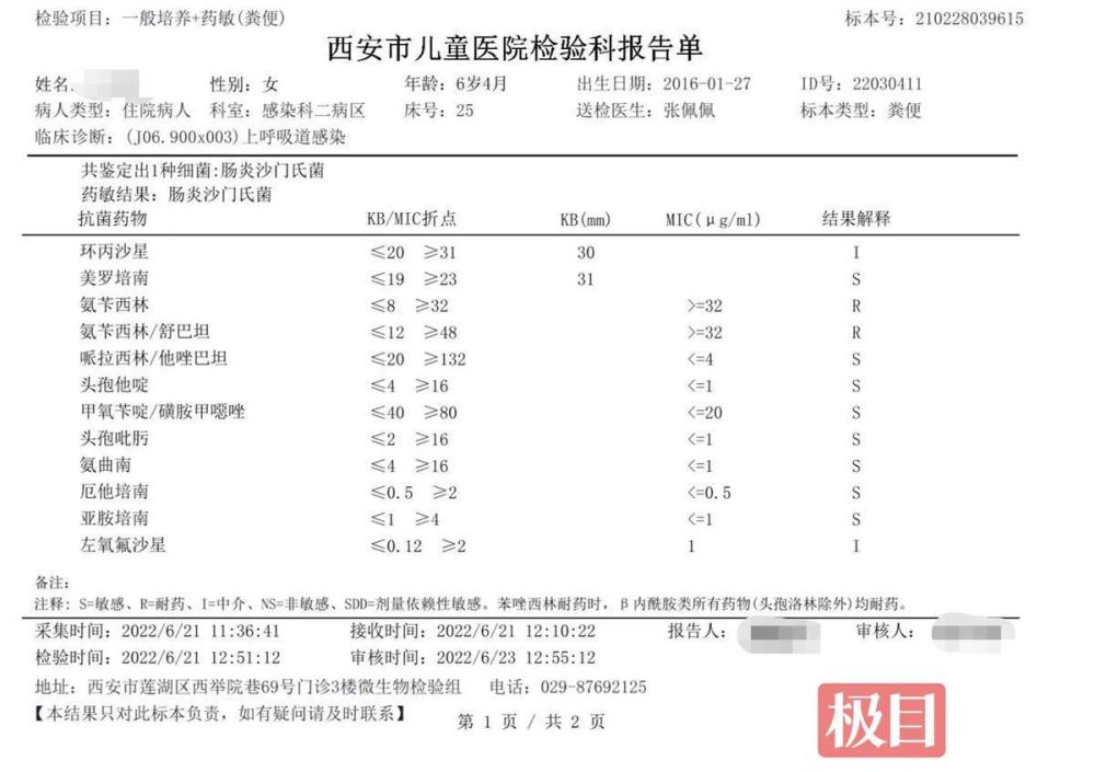 西安多名幼儿高烧腹泻，系感染沙门氏菌，目