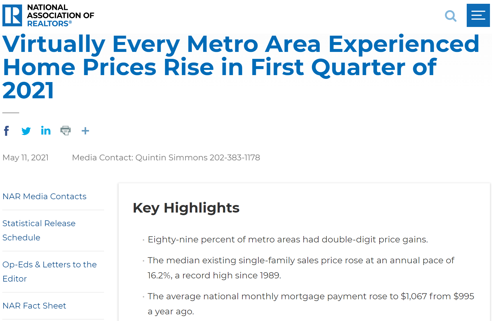 需求持续上升 在美国第一季度 房地产价格